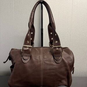 Tignanello Brown Pebbled Leather Satchel